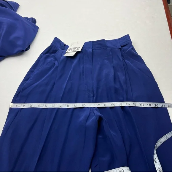 Regina Porter Womens Large Purple Blue Wicked 90s Shirt & Pants 100%‎ Silk NEW - Picture 11 of 16